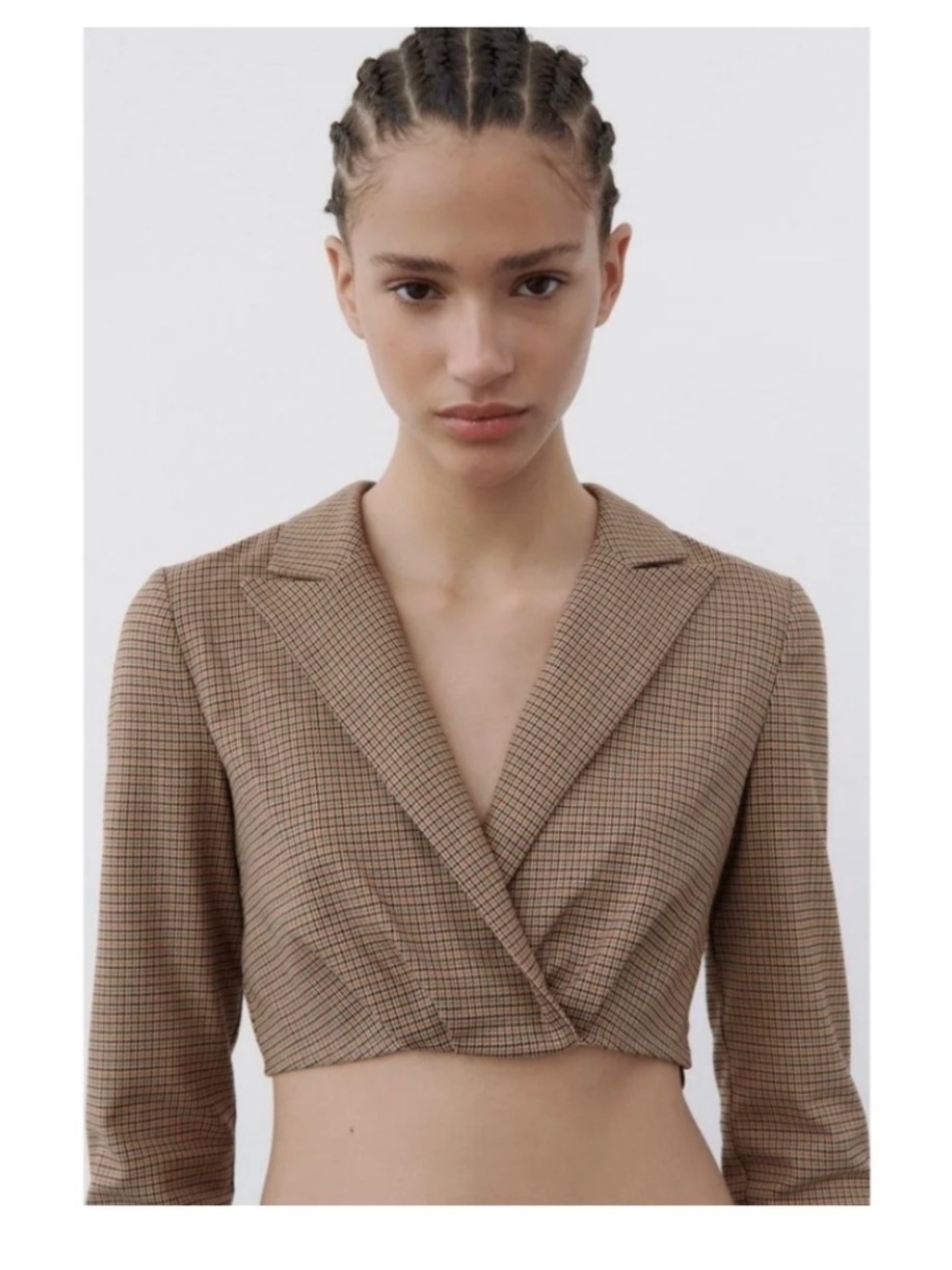 Zara Plaid Cropped Blazer Top